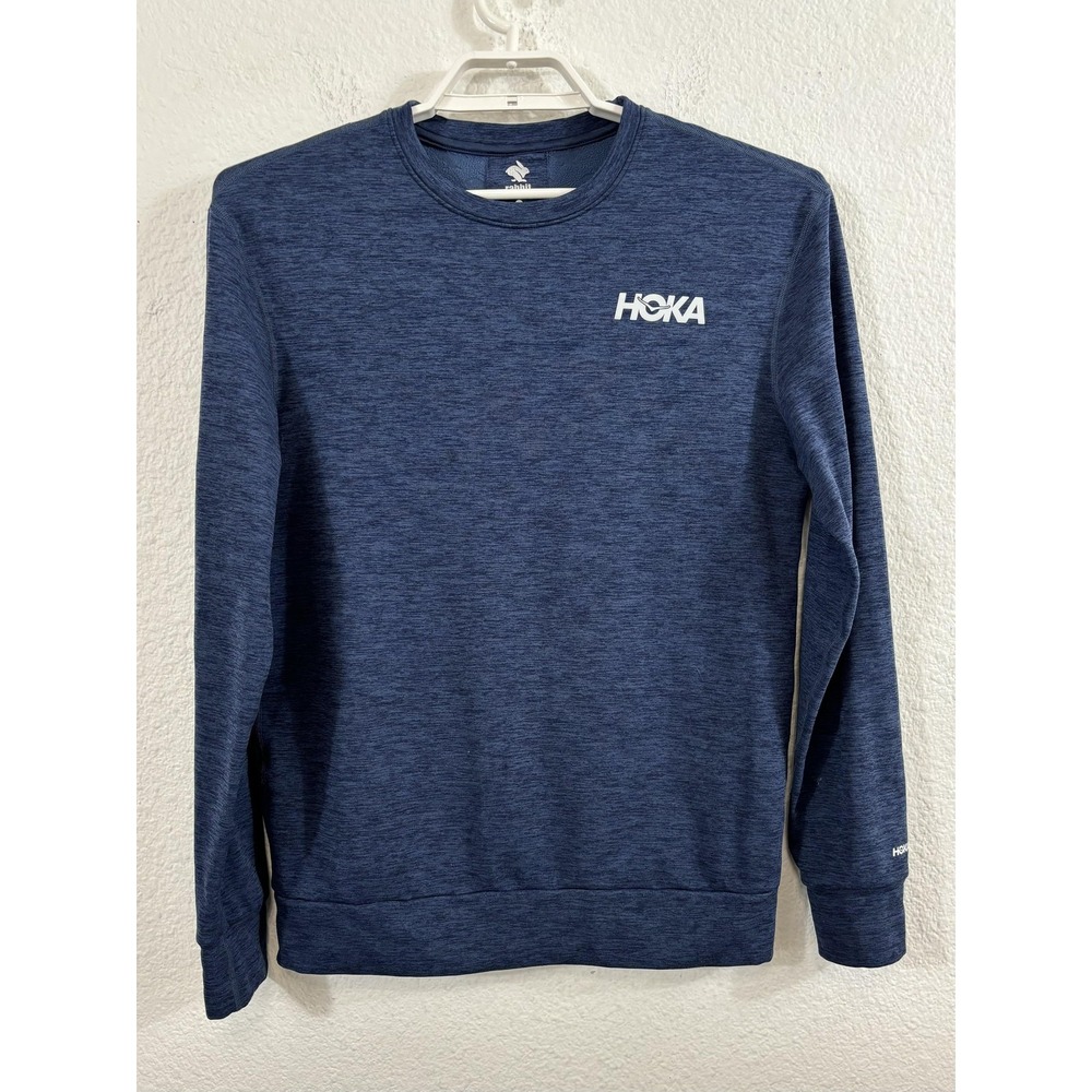 HOKA x‎ rabbit Crew Sweatshirt Mens Small Navy Running Lightweight Made in USA